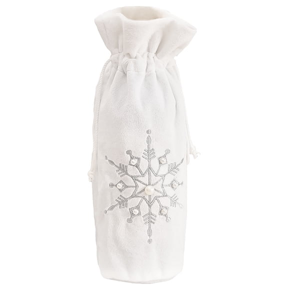 OULII Plated Bead Wine Bottle Cover Christmas Decoration Sleeve 1 Pc
