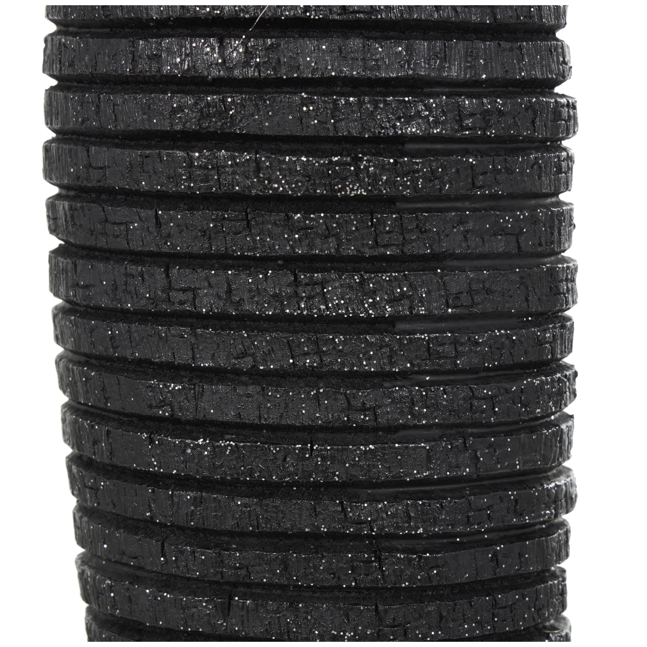 8" x 43" Black Polyresin Tall Slim Figure People Sculpture with Ribbed Body and Glitter Accents, by DecMode