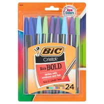 BIC® Cristal Ballpoint Pens, Bold Point, 1.6 mm, Assorted Ink Colors, 24 Count