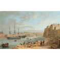thumbnail image 2 of Joseph Cartwright 18x13 Black Ornate Wood Framed Double Matted Museum Art Print Titled - H.M.S. Champion Moored off Fort St Angelo, Valetta, Malta, 2 of 5