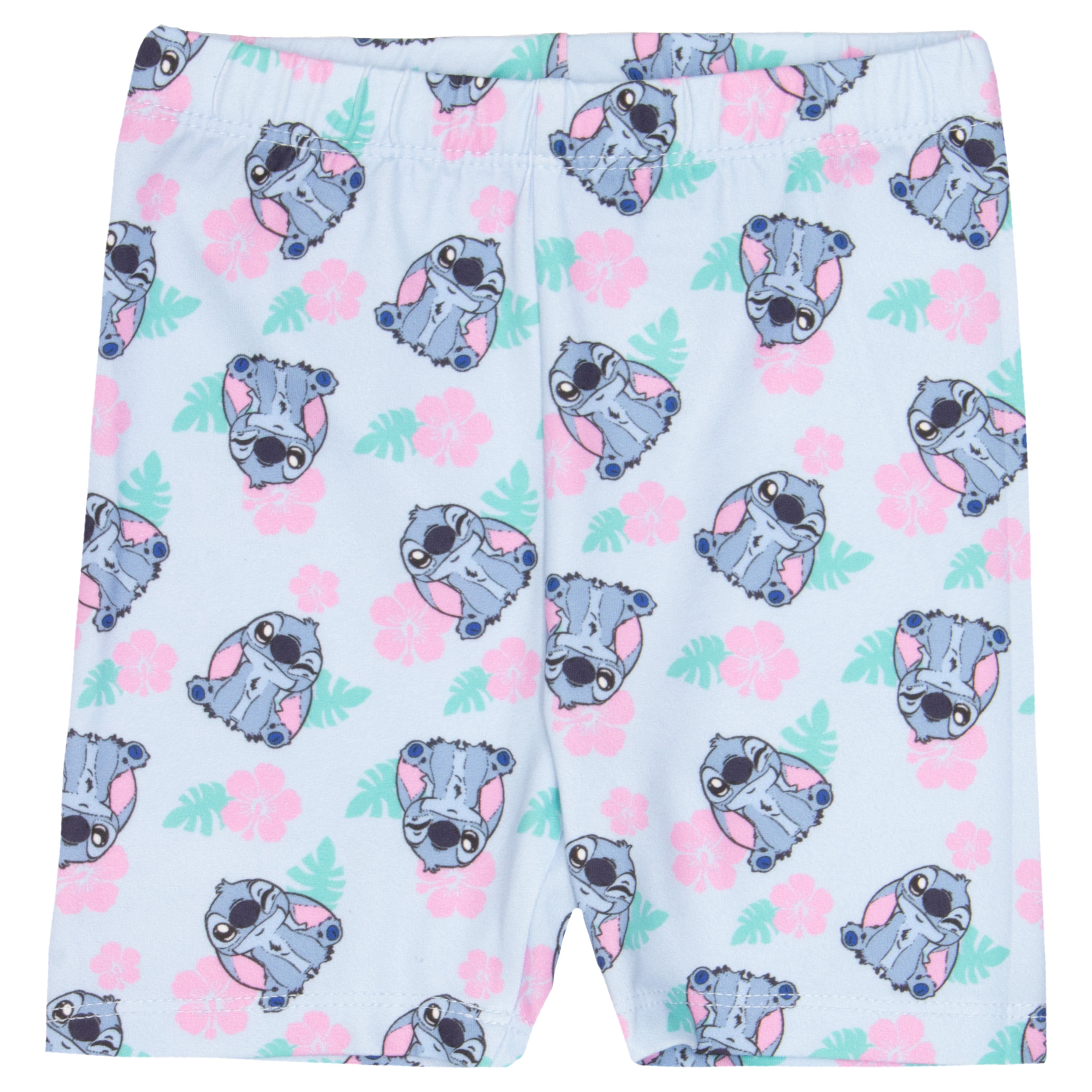 Disney Lilo & Stitch Girls 2-Piece Set - Ruffle Hem Short Sleeve Graphic Print T-Shirt and Biker Shorts - Summer Outfit for Kids and Toddlers (Sizes 2T-6X)