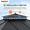 thumbnail image 2 of Sunjoy Hardtop Gazebo 11 x 13 ft. Outdoor Patio Black Metal Gazebo, Double Tiered Gazebo with Ceiling Hook and Mesh Netting, Black, 2 of 19