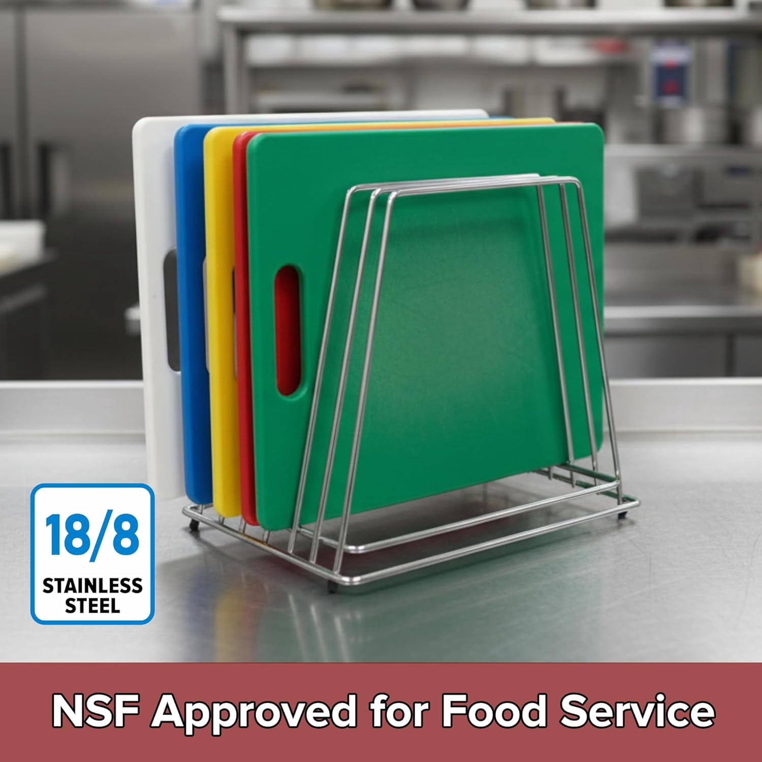 Commercial Cutting Board Rack, Fits 1" Thick Baking Pans and Sheets for Organizer - NSF Stainless Steel, Holds 6 Boards