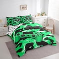 thumbnail image 4 of Feelyou Green Game Controller Bedding Comforter Set 7pcs, Fashion Camo Abstract King Bedding Sets, Cartoon Gamepad Theme Reversible Bed Sheets, Luxury Bedroom Decor, 4 of 9