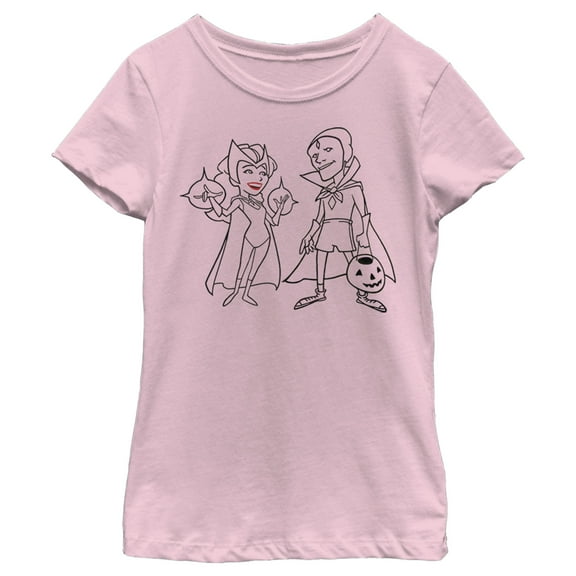 Girl's Marvel WandaVision Outline Sketch  Graphic Tee Light Pink Medium