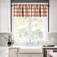 thumbnail image 4 of Buffalo Plaid Valance Curtain Printed Plaid Orange and White Rod Pocket Valance Window Treatments Short Curtains for Kitchen Bathroom Farmhouse Living Room Bedroom Decor 54x18inch, 4 of 6