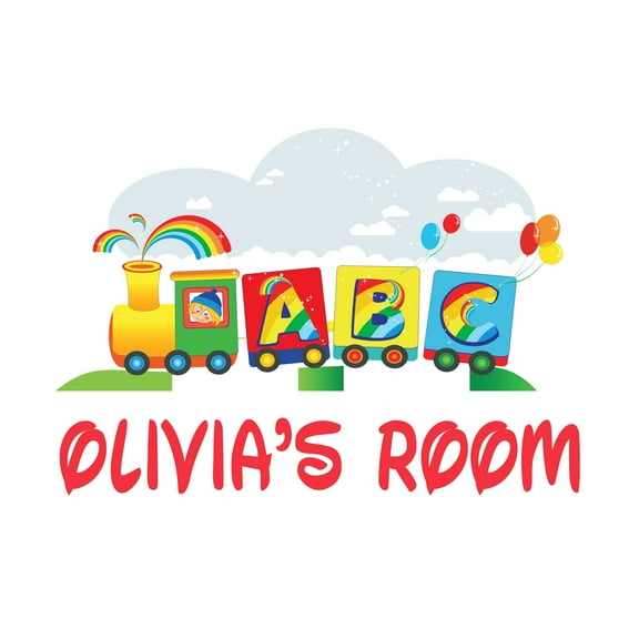 Personalised Name Wall Decal - Daycare ABC Train Wall Sticker -Kids Sticker for Daycare room Wall Mural to Transform a Room with a New Look -Size : 30" x 21".