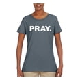 thumbnail image 2 of Wild Bobby Pray. Inspirational/Christian Women Graphic Tee, Charcoal, X-Large, 2 of 5