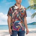 thumbnail image 3 of Logiee Fantasy Colorful Beast Print Mens Hawaiian Shirts,Loose-Fit Short Sleeve Button Down Tropical Aloha Beach Shirt,Summer Vacation Wedding Tops,XX-Large, 3 of 7