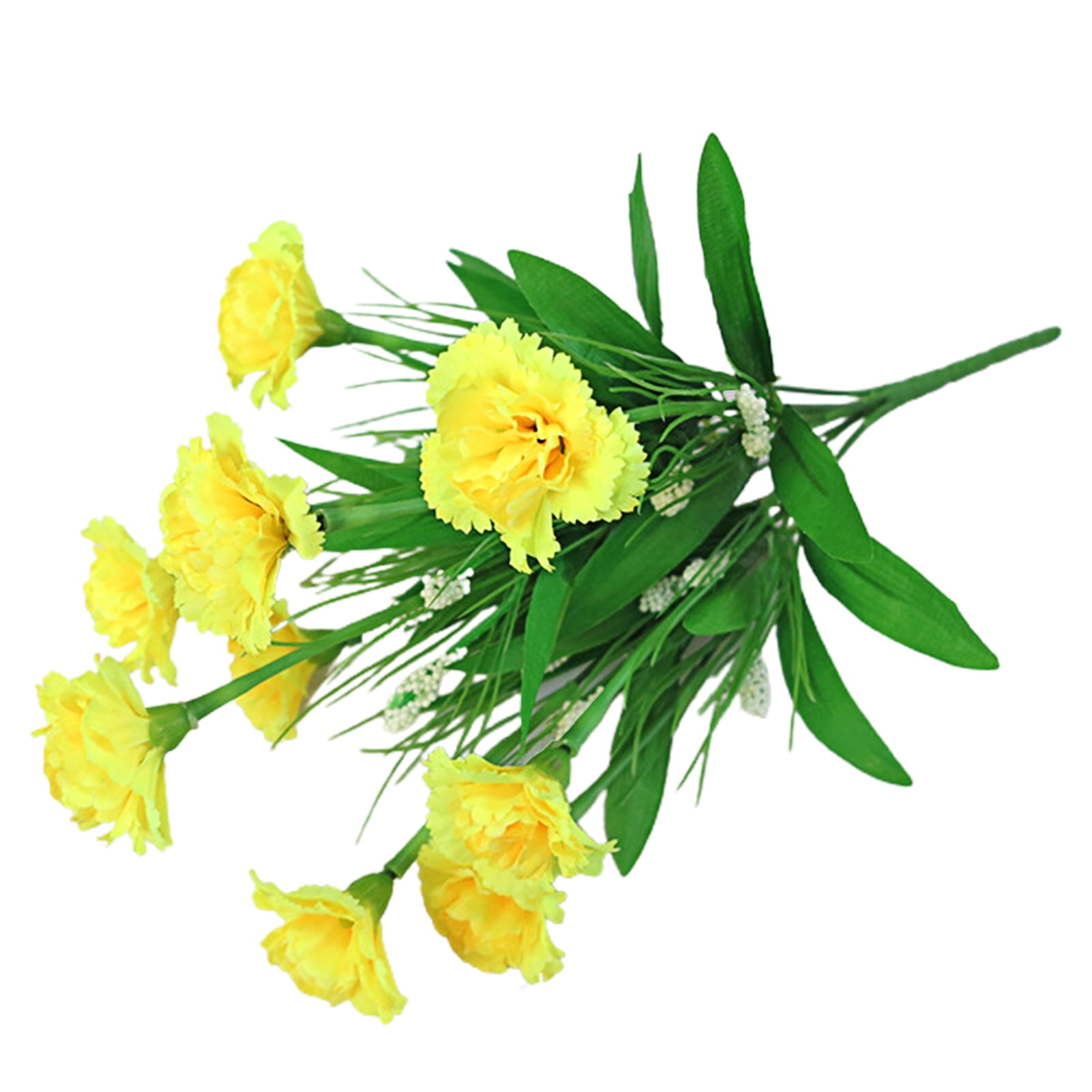 Visland Artificial Carnation Flowers, 10Heads Per Bunche Silk Chrysanthemum  Marigold Wildflowers for Home Office Table Décor Wedding Flower Bouquet 