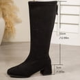 thumbnail image 5 of Black Ladies Everyday Long Boots Featuring Square Toe Design And Rear Zipper Closure Low Heel Great For Casual Outfits, 5 of 8