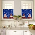thumbnail image 4 of Christmas Gnomes Kitchen Curtains and Valances Set, Rod Pocket Curtains Tier Farmhouse Window Curtains 36 Inch Length, Red Poinsettia Xmas Snowflake Blue 3 Piece Kitchen Curtains Set, 4 of 6