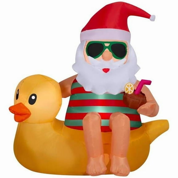 Gemmy 9106797 5 ft. Airblown LED Santa Sitting in Duck Inflatable