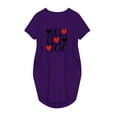 thumbnail image 4 of DondPO Robes Midi pour Femmes Robes d'Été Robes Décontractées à Manches Courtes avec Poche Col Rond Robes de Plage Robes pour Femmes Robe Violette S, 4 of 5