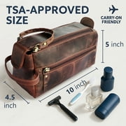 Leather Toiletry Bag for Men & Women - Shaving Dopp Kit Travel Case Cosmetic Makeup Wash Bag by Rustic Town