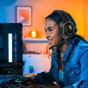 TSV 7.1 Surround Sound Gaming Headset Fit for PC, PS4/PS5, Xbox One, Nintendo Switch, Wired Headset with Noise Cancelling Mic, RGB Light, 3.5mm Over-Ear Headphones for Laptop, Tablet, Mobile