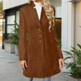 thumbnail image 4 of Long Winter Trench Coat Overcoat For Ladies With Slim Fit Design Color: Brown Size: XL, 4 of 7
