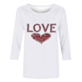 thumbnail image 4 of SOOMLON Valentines Day Tee Shirts Women Girl Friend Valentines Gift Comfy 3/4 Sleeve Crew Neck Tops Funny Heart Graphic Blouses Fashion Festival Outfits 2025 White 2XL, 4 of 4