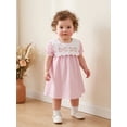 thumbnail image 4 of BemeyourBBs Toddler Baby Girl Summer Striped Dress Little Baby Girl Silly Goose Big Sister Outfit 12 18 24 Months 2 3 4 5 Years Scalloped Collar Puff Short Sleeve Silly Goose Floral Embroidery Dress, 4 of 9