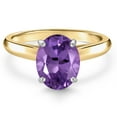 thumbnail image 3 of Gem Stone King 10K Two Tone Gold Purple Amethyst Engagement Ring for Women | 1.60 Cttw | Oval 9X7MM | Gemstone February Birthstone | Size 5, 3 of 6