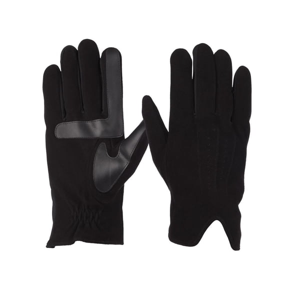 Isotoner Signature Mens Stretch Suede 3-Draw Touchscreen Gloves Black Medium