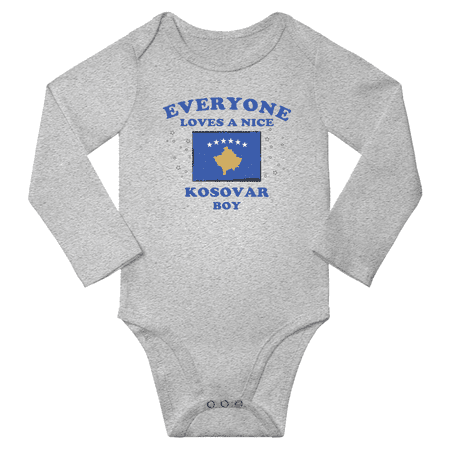 

Everyone Loves a Nice Kosovar Boy Baby Long Slevve Bodysuit Outfits (Gray 12-18 Months)