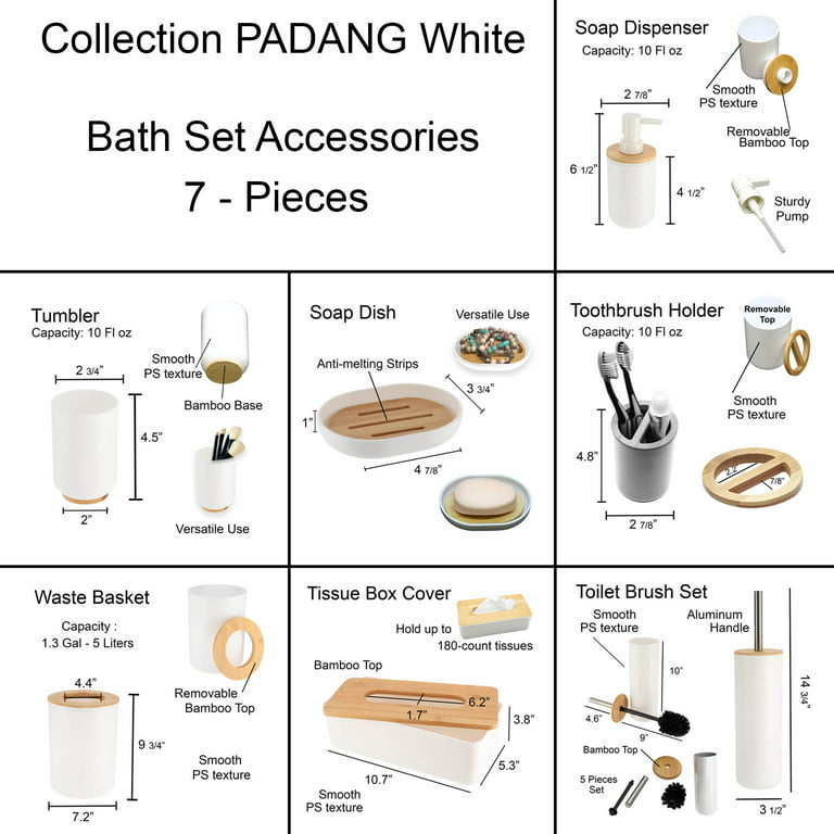 Evideco White Cotton Pad and Q-Tip Holder Padang with Bamboo Top - Organize in Style, Bathroom Vanity Organizer