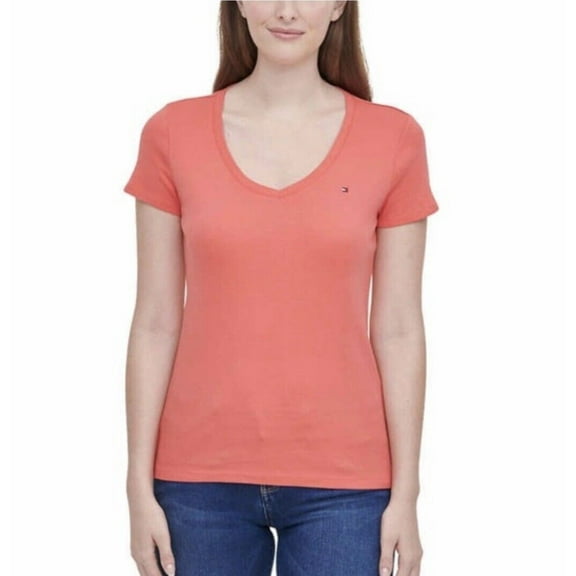 Tommy Hilfiger Ladies V Neck Shirt Top (Coralie, Large)