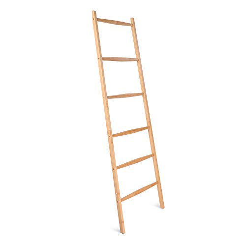 Navaris Bamboo Towel Ladder Wooden Rack Rail Blanket, Towel, Clothes