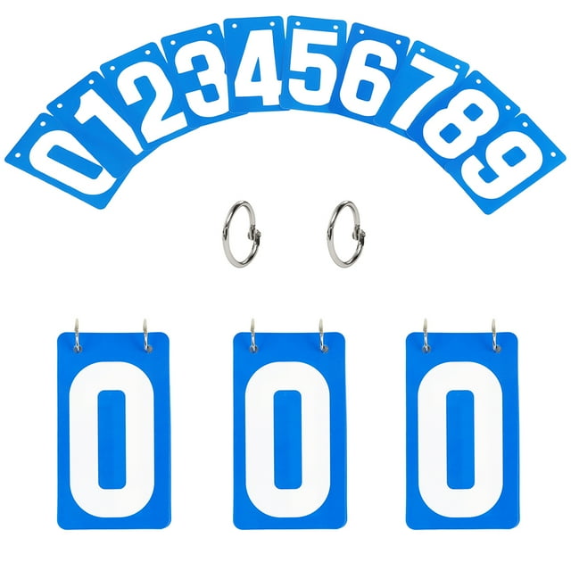 GOGO 4 Ensembles de Cartes de Chiffres, PVC Portable 0-9 Flip Scorekeeper, 3-1/8 Pouces x 5-1/2 Pouces - Bleu