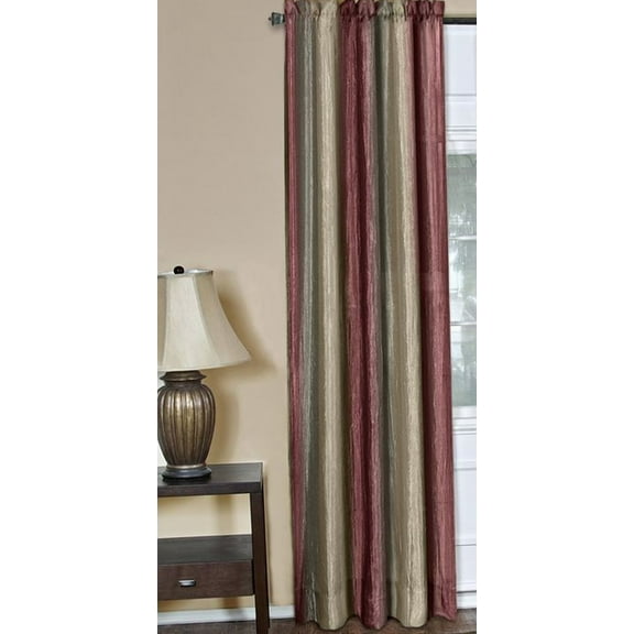 Ombre Burgundy Striped Modern Window Curtain Panel: 50" x 63", Rod Pocket Panel