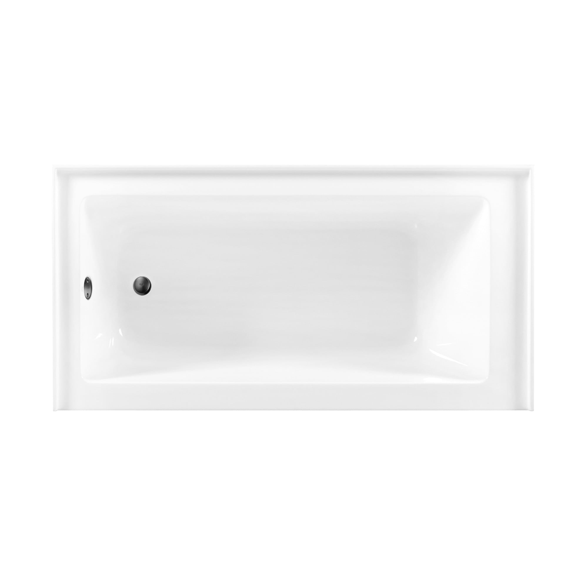 Aqua Eden CVTDE603122L0 60" Acrylic Rectangular 3-Wall Alcove Tub, Left Hand Drain, Glossy White/Matte Black