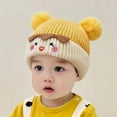 thumbnail image 5 of Oiyii Toddler Boys Cartoon‑Embroidery Knit Hat Solid Winter‑Warmth Beanie Daily‑Wear Headwear, Yellow, 5 of 8