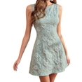 thumbnail image 2 of Jaimenalin Women Sleeveless Tank Dress Round Neck Casual Jacquard Smock Summer Mini Dresses Emerald Green XXL, 2 of 6
