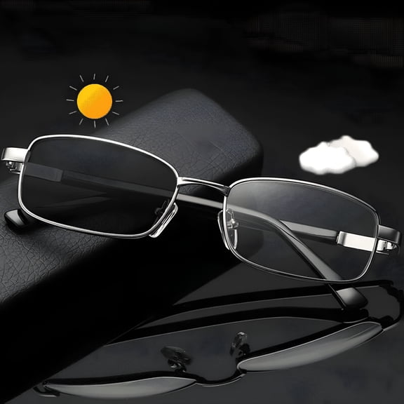 GJX 2026 New Transition Photochromic Reading Glasses Blue Light Blocking,Fashion Rectangular Computer Readers Sunglasses for Women Men Lightweight & Comfortable Anti Glare Presbyopia Eyeglasses