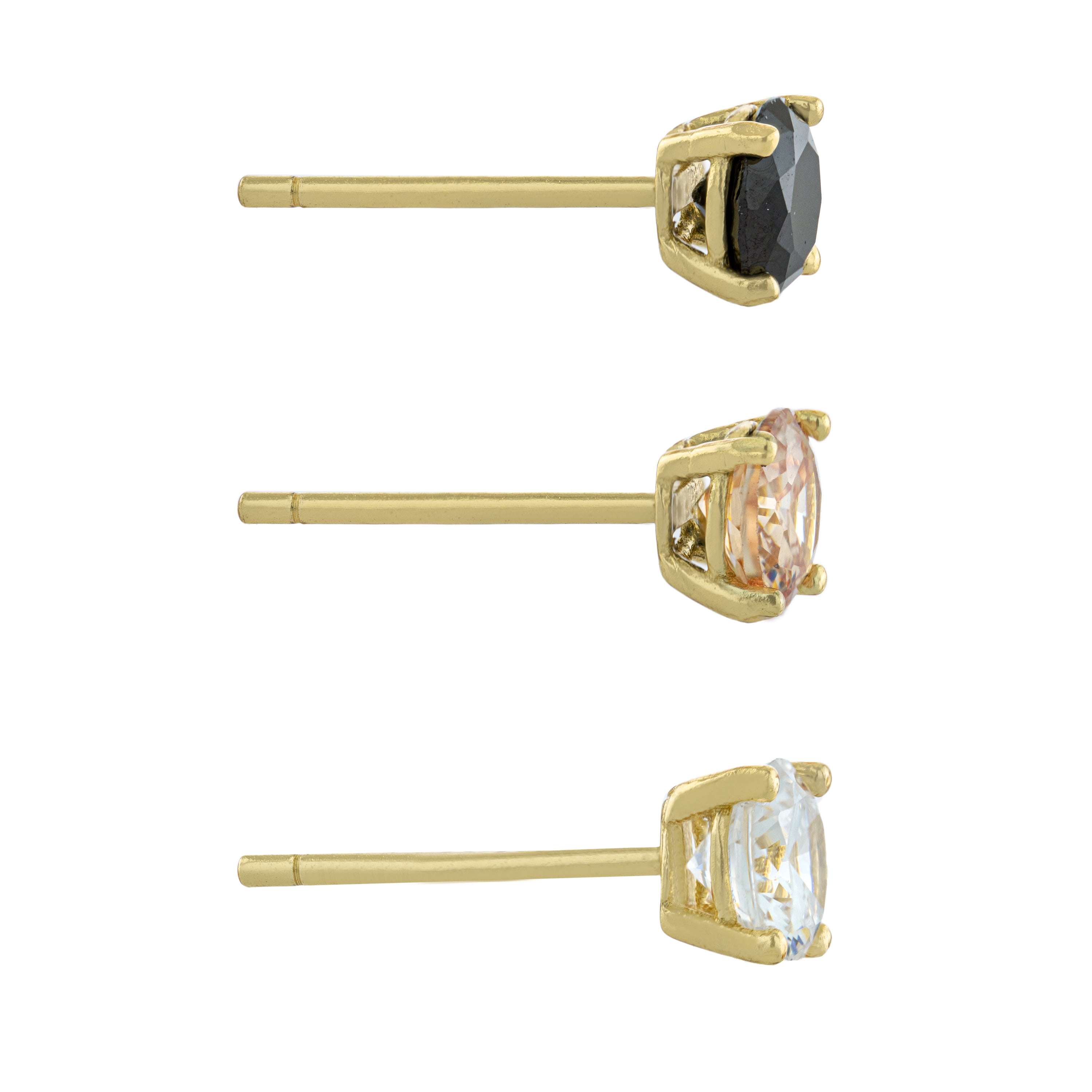 Marisol & Poppy Cubic Zirconia 3-Piece Stud Earrings Set in Gold over Sterling Silver for Women & Teens