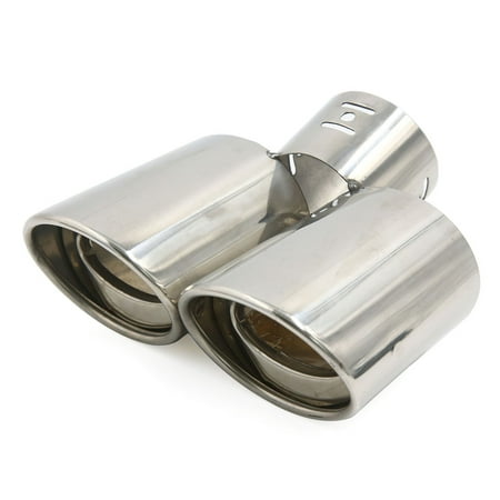 Dual Stainless Pipes - 63mm Inlet Stainless Steel Dual Oval Slant Cut Tip Exhaust Muffler Tail Pipe