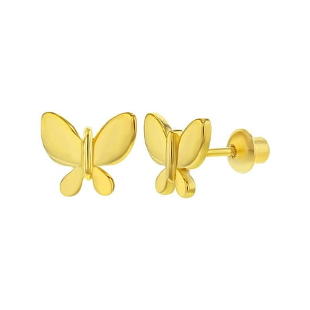 Small Butterfly Earrings - 925 Sterling Silver Butterfly Small Screw Back Earrings for Girls or Teens