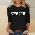 thumbnail image 2 of Plebaso Chemises à Manches 3/4 pour Femmes Mignonnes avec Cœur Hauts Amples Décontractés Blouses à Col Rond T-Shirts Imprimés, 2 of 4