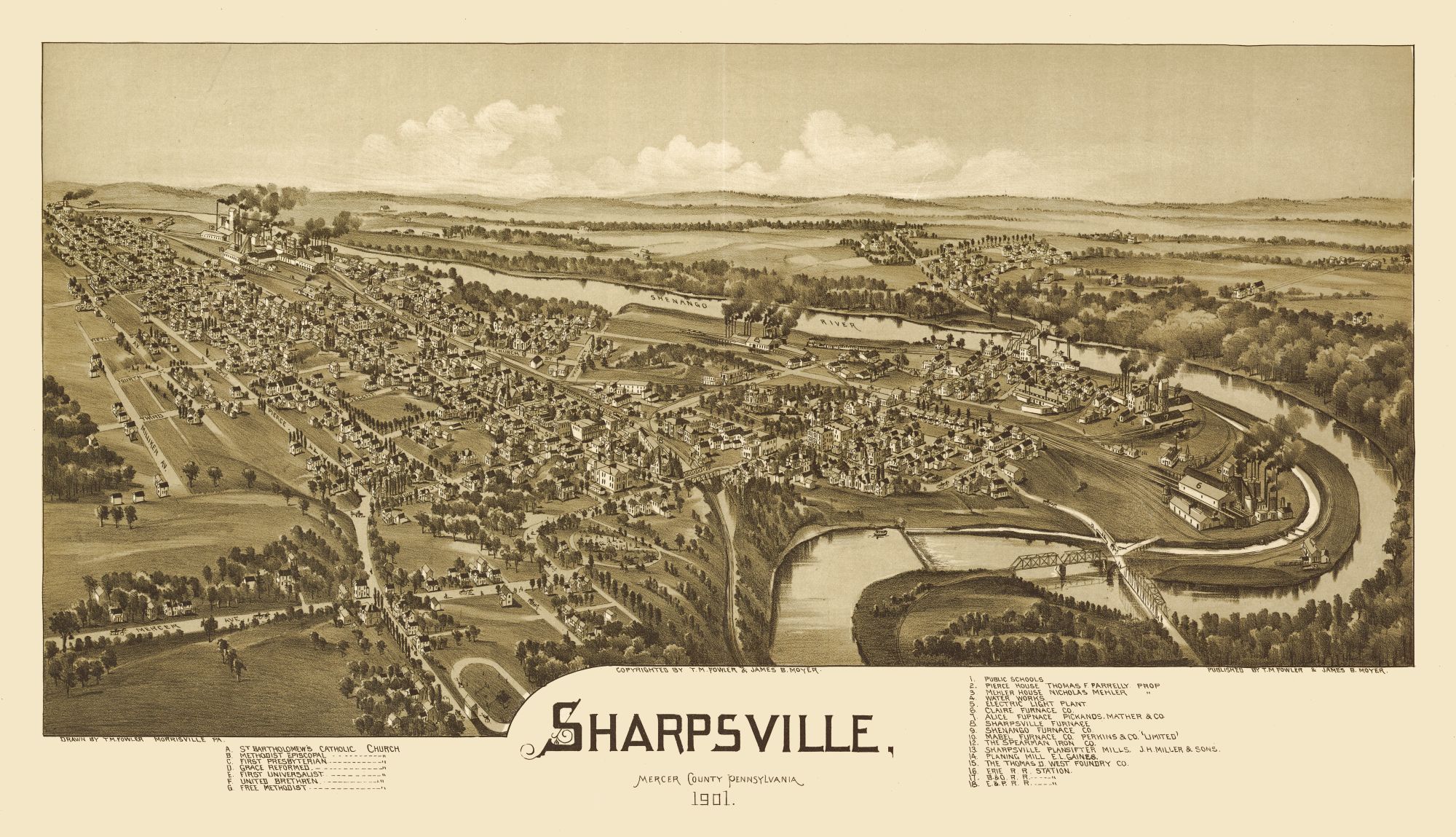 Sharpsville Pennsylvania Fowler 1901 23.00 x 40.05 Matte Art