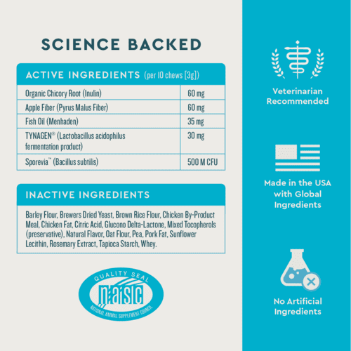 Vet IQ Probiotic Health Supplement for Cats, Chicken Flavored Crunchy Chews, Approx. 30 Day Supply