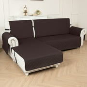 Sanmadrola Sectional Couch Covers Waterproof L Shape Sofa Cover Reversible Slipcover Chaise Lounge Cover Furniture Protector Cover for Pets Dog Cat Kids, Brown, Large