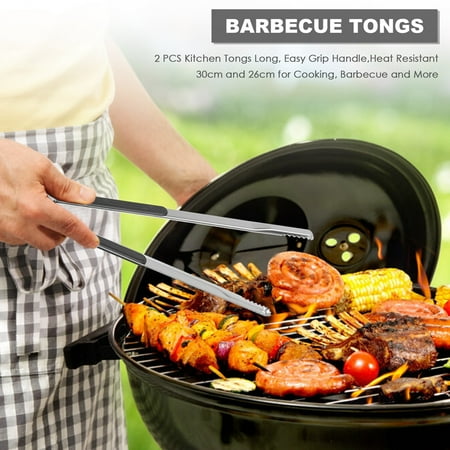 

Wsidrnty Barbecue Tongs 2 PCS Kitchen Tongs Long Handle Heat Resistant 30 and 22.5CM for Cooking Barbecue and More