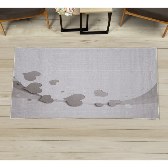 Love Decorative Rug, Valentines Day Romance Art with Hearts Stars Wedding Happiness Theme, Quality Carpet for Bedroom Dorm and Living Room, 6 Sizes, Taupe Grey, by Ambesonne