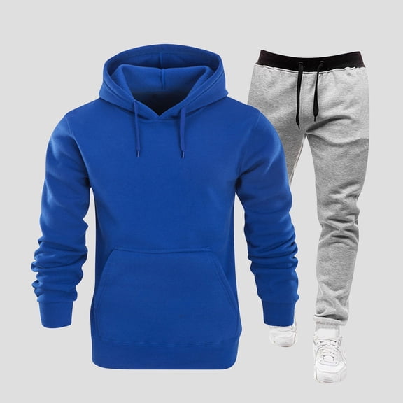 Dianli Gifts Sweats for Men Men’s Casual Hoodie Outfit Solid Color Long Sleeve Hooded Sweatshirt with Matching Pants Comfortable Two-Piece Set for Daily Wear Sports or Outdoor Leisure Christmas Gift