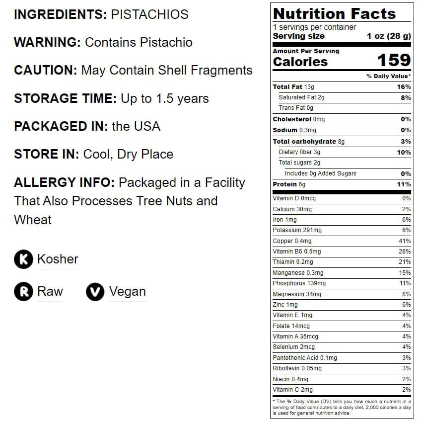 No Shell Pistachios, 2 Pounds — Raw, Bulk — by Food to Live