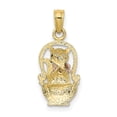 thumbnail image 4 of Auriga 10K Two-Tone Gold Cat with Bow In Basket Charm Pendant for Women (L-19.7 mm,W-9 mm), 4 of 6