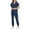 Navy, variant on Minjewel Women's V-Neck Short Sleeve Scrubs for Women Set with Tapered Pants & Pockets, Sleek & Professional Scrub Set for Healthcare Workers,Cyan M