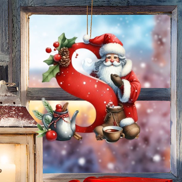 Adornos navideños, adornos navideños, regalos navideños, letras colgantes, decoración de acrílico, árbol de Navidad plano, decoración para fiestas en el hogar, colgante de regalo, letra plana de acríl
