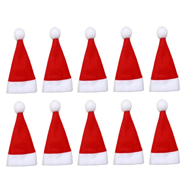 KAKOWELY 36 piezas de mini gorros de Papá Noel navideños, tapas para botellas, tazas, cortadores de piruletas y tenedores.